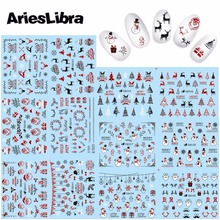 AriesLibra Nail Decal 3D Laser Red Christmas Series Nail Art Stickers wraps decals sliders Stickers for nails Manicure tips 2024 - buy cheap