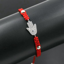 Pulsera de hilo rojo de la suerte de Fátima Hamsa para mujer, con incrustaciones de Micro circonita, diamantes de imitación, bricolaje, joyería 2024 - compra barato