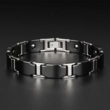 TrustyLan-pulsera magnética de acero para hombre, brazalete ajustable de cerámica negra, Regalos para Él, joyería 2024 - compra barato