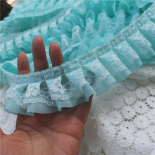 4 quintal Chiffon Ruffle Lace Vestido de Corte de Decoração artesanais diy acessórios Tecido de renda Dobra 5 cm de Largura 2024 - compre barato