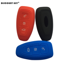 Силиконовый чехол для ключей от машины для Ford Fiesta Focus Mondeo Ecosport, Kuga Focus ST Key Case 3 кнопки умный ключ чехол дистанционный держатель 2024 - купить недорого