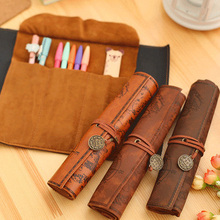 Retro style Pencil Roll Pirate Treasure School Pen Bags Stationery New Canvas Pen Roll Up Bag Pencils Storage Pouch Supply 2024 - buy cheap