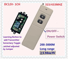 Interruptor de controle remoto de longo alcance, 3000m, dc 12v 1 ch 10a, transmissor receptor relé, lâmpada de aprendizagem, interruptor sem fio 315/433mhz 2026 - compre barato
