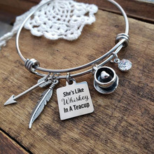 Yamily She's like whiskey in a teacup tainless Steel bangle quote bracelet country girl whiskey drinker whiskey jewelry gift 2024 - buy cheap