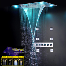 Luxury Thermostatic Shower Mixer Set Concealed Big Rainfall Bath Panel Waterfall Massage Mist Faucets 5 Way Showers Electric LED 2024 - buy cheap