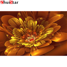Full square 5D DIY diamond painting "abstract golden flower " cross stitch mosaic home decoration rhinestones pictures WHH 2024 - buy cheap
