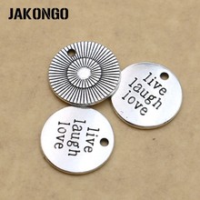 JAKONGO Antique Silver Plated Live Laugh Love Charm Pendants for Jewelry Accessories Making Bracelet DIY 20mm 10pcs/lot 2024 - buy cheap