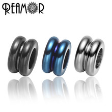 REAMOR Black Blue Metal Beads 316l Stainless Steel 6mm Big Hole Charms Spacer Beads for Jewelry Making Bracelet DIY Accessories 2024 - buy cheap