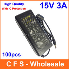 100pcs High Quality AC/DC 15V 3A Power Supply Adapter 15V 45W Adaptor Charger Lots Express Free shipping wholesale 2024 - buy cheap