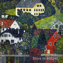 Las mejores casas de reproducción de arte en Unterach, en el pastel Attersee de Gustav Klimt, a la venta, pintadas a mano de alta calidad 2024 - compra barato