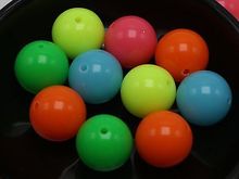 30 Mixed Neon Color Acrylic Round Beads 16mm Smooth Ball 2024 - buy cheap