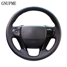 GNUPME Black High Quality Genuine Leather Hand-stitched Car Steering Wheel Cover for Honda Accord 7 2002-2007(3-Spoke,Drum kits) 2024 - buy cheap