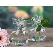 Cute Glass Angel Shape Flower Plant Hanging Vase Home Office Wedding Decor Clear Glass Flower Plant Angel 2024 - купить недорого