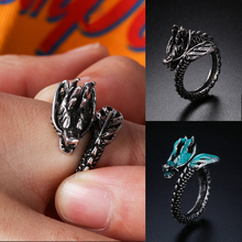 1 шт Ретро регулируемое кольцо дракона для мужчин индивидуальное модное кольцо на палец светится в темноте унисекс ювелирные изделия 2024 - купить недорого