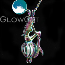 GLOWCAT C242 Multicolors Sit Mermaid Beads Cage Essential Oil Diffuser Aromatherapy Pearl Cage Locket Necklace Women Girl Gift 2024 - buy cheap