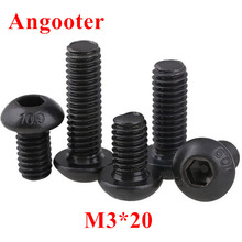 500pcs M3*20 Black Steel Hexagon Socket Button head Screw Threaded 3mm Round Head Mushroom Machine Screws Bolts 2024 - buy cheap
