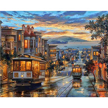 DIY Digital Painting By Numbers Package Track the bus oil painting mural Kits Coloring Wall Art Picture Gift frameless 2024 - buy cheap