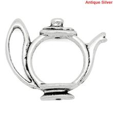8SEASONS Charm Bead Frames Findings Teapot Silver Color(Fits 6mm-11mm Beads)23x19mm,Hole:Approx 1mm,30PCs Hot new 2024 - buy cheap