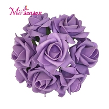 5 cores 8 cabeças 7.5 cm artificial rosa flores casamento noiva bouquet pe espuma diy decoração para casa flores rosa pompom grinalda com haste 2024 - compre barato