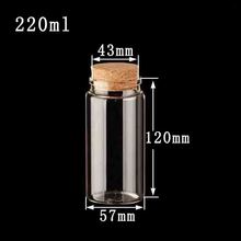 Botellas de vidrio de 57x120mm y 220ml, frascos de muestra vacíos, contenedor de almacenamiento con tapones de corcho para manualidades DIY, decoración del hogar y boda, 5 uds. 2024 - compra barato