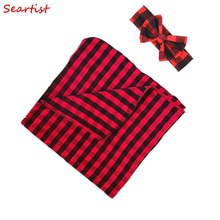 Seartist Baby Boys Girls Red Plaid Valentine's Day Swaddle Blanket+Headband Hat Bebes Baby Swaddles Bebe Hold Wraps 2022 New 20 2024 - buy cheap