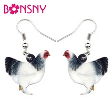 Bonsny brincos de acrílico fofos para anime galinhas aves brinco grande pendurado longo pendente joias de novidade para mulheres meninas decoração de animais de fazenda 2024 - compre barato