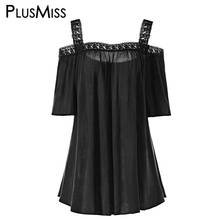 PlusMiss размера плюс 5XL 4XL Лето 2018 с открытыми плечами кружево Шифоновая блузка женские большие размеры свободные Бохо пляжные топы дамы Blusas 2024 - купить недорого