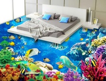 Waterproof floor mural painting  3d floor wallpapers Custom Photo self-adhesive ocean dolphin 2024 - buy cheap