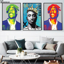 Poster de tupac shakur 2pac notório b. i. g. Biggie posters e impressões pintura em tela arte da parede para sala de estar decoração casa 2024 - compre barato