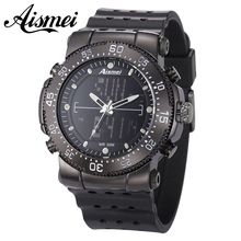Мужские спортивные часы бренда Aismei 2018, аналоговые цифровые часы со светодиодной подсветкой, наручные часы в стиле милитари, мужские часы 2024 - купить недорого