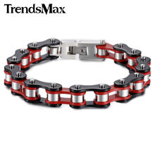 Pulseira masculina hip-hop, motociclista, corrente de motocicleta, vermelha, preta, aço inoxidável 316l, joias masculinas, 12mm, khbm58 2024 - compre barato