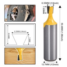 Ponteira de roteador com haste de 14 graus 1/2 ", ponteira de roteador de rolamento de 1/4" para liga de madeira, fresa de marcenaria 2024 - compre barato