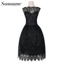 Samuume Women Elegant Patchwork Midi A-Line Dresses New Arrival Tank Square Collar Lace Printed Party Dress Female S1801433 2024 - buy cheap