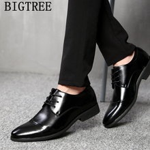 Derby sapatos masculinos de couro, sapatos elegantes e de escritório, de marca marrom, tamanho grande 2024 - compre barato
