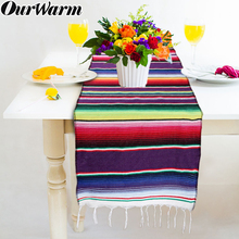 OurWarm Mexican Serape Table Runner Blue Tablecloths Fiesta Party Wedding Home Decor Rainbow Mexican Tote Gifts Papel Picado 2024 - buy cheap