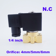 GOGO 2 way Pneumatic Brass water solenoid valve zero pressure start G1/4" 220V 110V Orifice 4mm/5mm/6mm NC NBR PU valve 2024 - buy cheap