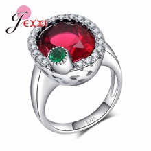 Anillos de plata de ley 925 para mujer, joyería de alta calidad, Color plateado, óvalo, rojo, verde, Circonia cúbica, regalo de fiesta 2024 - compra barato