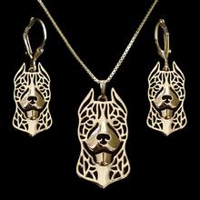 Conjunto de joias em metal com formato de cachorro, conjunto de joias femininas pitbull 2024 - compre barato