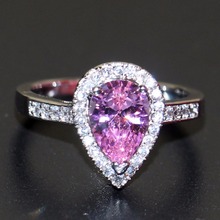 Talla 5-11 joyería de moda brillante de alta calidad 925 de plata de ley con corte de pera 5A Zirconia Rosa CZ anillo de boda para mujer 2024 - compra barato