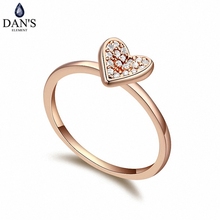 DAN'S настоящие Австрийские кристаллы бренда AAA цирконий микро инкрустации модное кольцо для женщин Новое сердце 109388 Роза 2024 - купить недорого