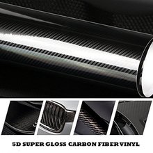 Car Styling 200cmx50cm Glossy Black 5D Carbon Fiber Vinyl film Car Wrap With Air Free Bubble DIY Car Tuning Part Sticker 2024 - compre barato