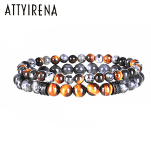 Attyirena pulseira com pingentes de olho de tigre, bracelete de buda com pedra labradorite para homens, micro incrustação de zircônia 2024 - compre barato