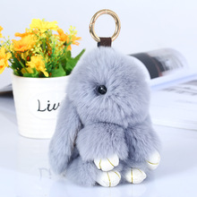 Fashion Cute Fluffy Bunny Rabbit KeyChains For Women Little Girls Kids Lovely Toy Fake Rex Fur Animal Key Chain Jewelry 2024 - buy cheap