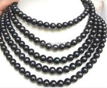 ¡! Collar de perlas cultivadas Akoya negras, joyería artesanal de moda, 7-8mm, 2015 ", JT6769, 130 2024 - compra barato