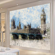 Decorative Wallpaper Hand Painted Mediterranean Sketch London Tower Bridge Background Wall 2024 - buy cheap