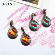 GDHY Bronze Color Water Drop Earrings Bohemia Geometric Colorful Beads Water Drop Earrings Ear Boho Jewelry Gift For Women 2024 - buy cheap