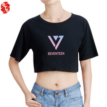 SEVENTEEN-Camiseta corta de verano para mujer, camiseta Sexy de algodón con estampado a la moda de manga corta, camiseta informal de estilo SEVENTEEN 2024 - compra barato