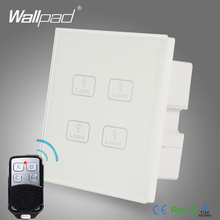 Remote 4 Gang Switch New Design Wallpad White Crystal Glass 4 Gang 2 Way 3 Way Wireless Remote Touch Screen Light Wall Switch 2024 - buy cheap
