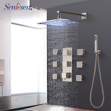 Senlesen Brushed Nickle Shower Faucet Wall Mount Single Handle Ceramic Valve W/ Handshower Mixer Water Tap Para Bathroom Doche 2024 - buy cheap