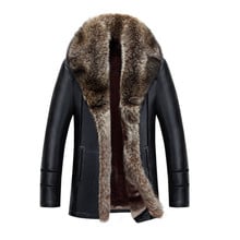 Large size 4XL 5XL Men's Thick Raccoon Large Fur Collar Artificial Leather 2018 Winter Faux Fur coat Men's Casual Fur one coat 2024 - buy cheap
